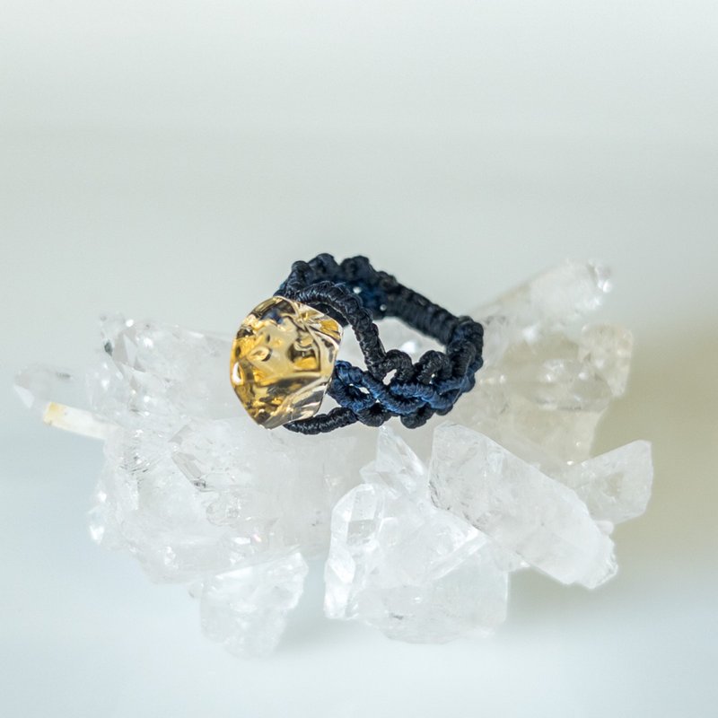 Large Grain Citrine Macramé Ring - แหวนทั่วไป - เครื่องประดับพลอย สีเหลือง