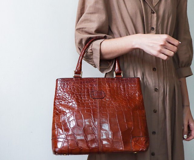 Croco Embossed Leather Handbags