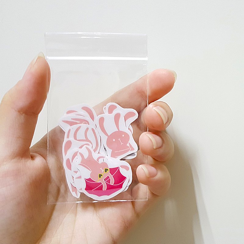 ◢各式各樣的兔。貼紙套組 15入/霧面 - 貼紙 - 紙 粉紅色