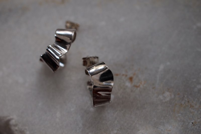 Sea cloth earrings | ear pin ear clip - Earrings & Clip-ons - Sterling Silver 