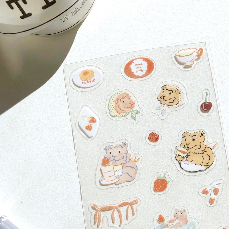 家虎的下午茶派對 | 迷你透明貼紙 - 貼紙 - 塑膠 多色