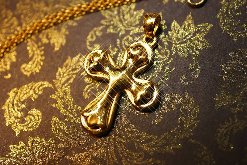 Gold pendant-cross-gold pendant-gold cross - สร้อยคอ - ทอง 24 เค สีทอง