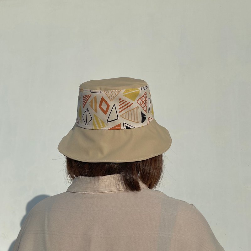 Childhood Tangram Double-sided Fisherman Hat - Hats & Caps - Cotton & Hemp Khaki