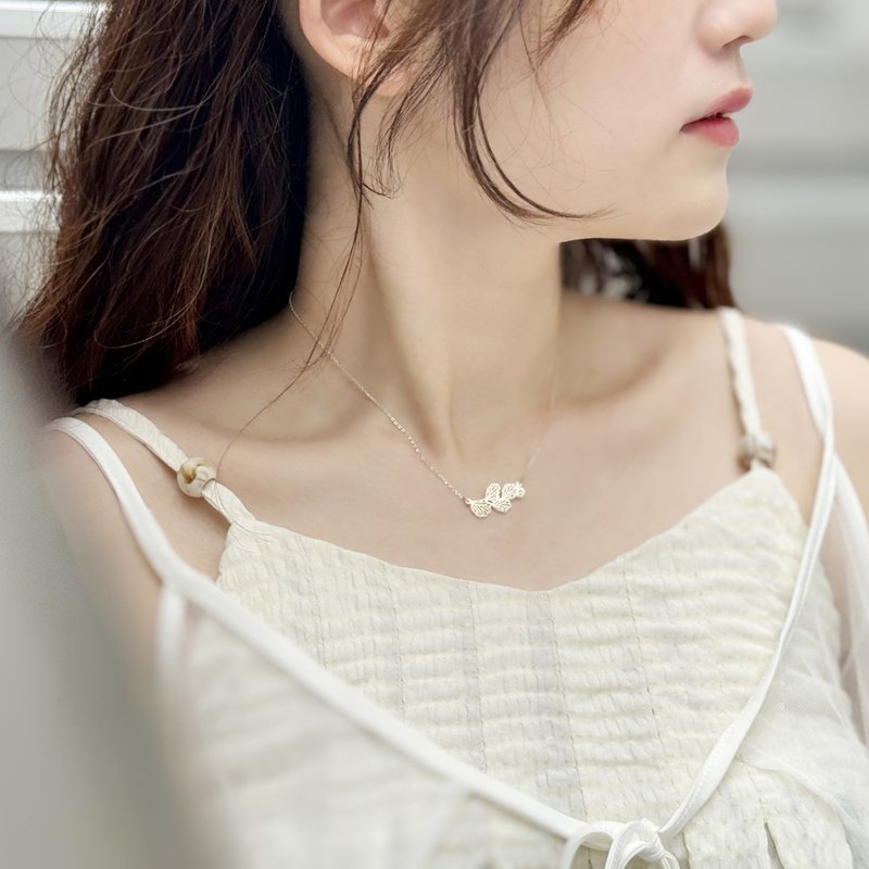 Fern Pattern Sterling Silver Necklace - สร้อยคอ - เงินแท้ สีเงิน