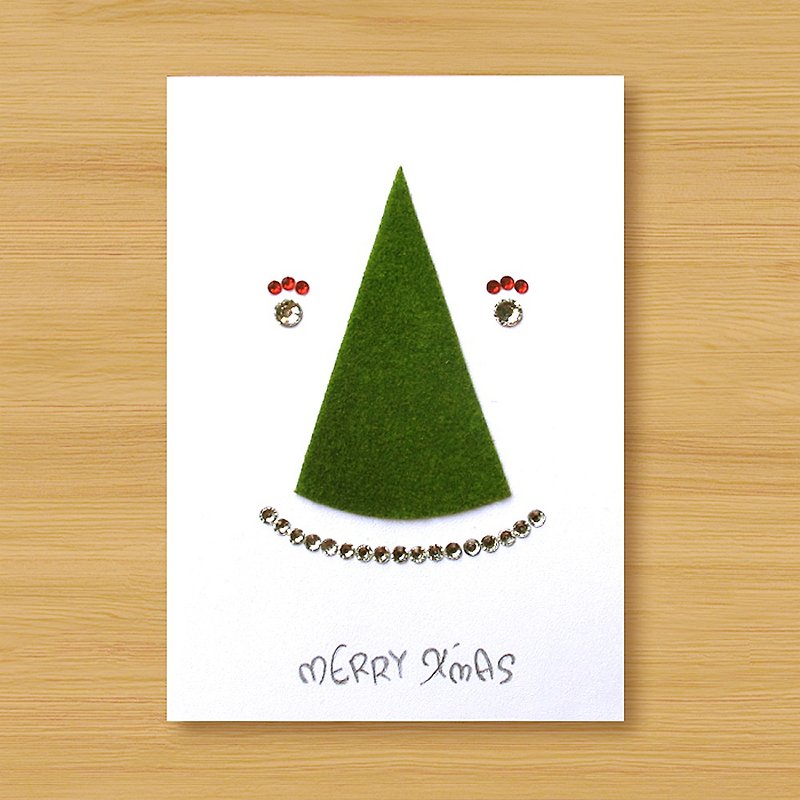 （2つの選択肢があります）手作りの小さな芝カード_スマイル芝クリスマス - カード・はがき - 紙 グリーン