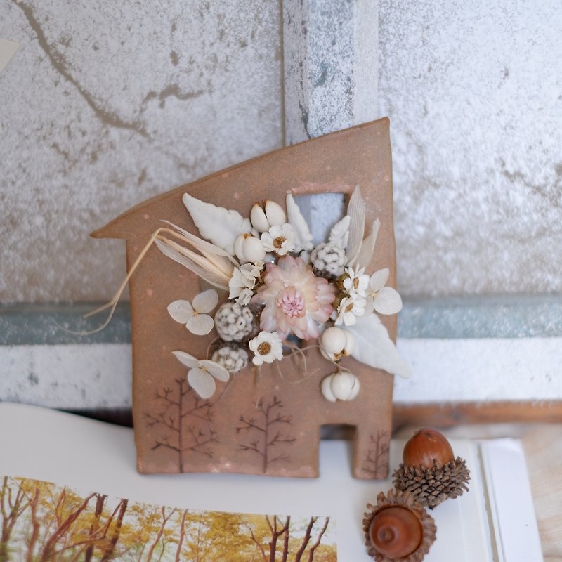 継続するには|ドライフラワーの手作りのセラミックの花の家の撮影小道具壁の装飾のギフト結婚式の贈り物は、小さなオブジェクトのホームオフィスのプレゼント交換クリスマススポットを配置し - 置物 - 寄せ植え・花 ブラウン