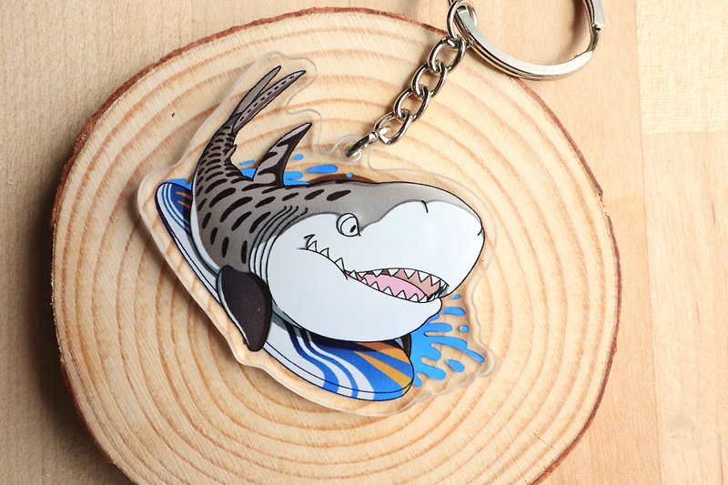 Tofu shark dot spot whale shark Acrylic charm summer articles-tiger shark surfing - Keychains - Acrylic 