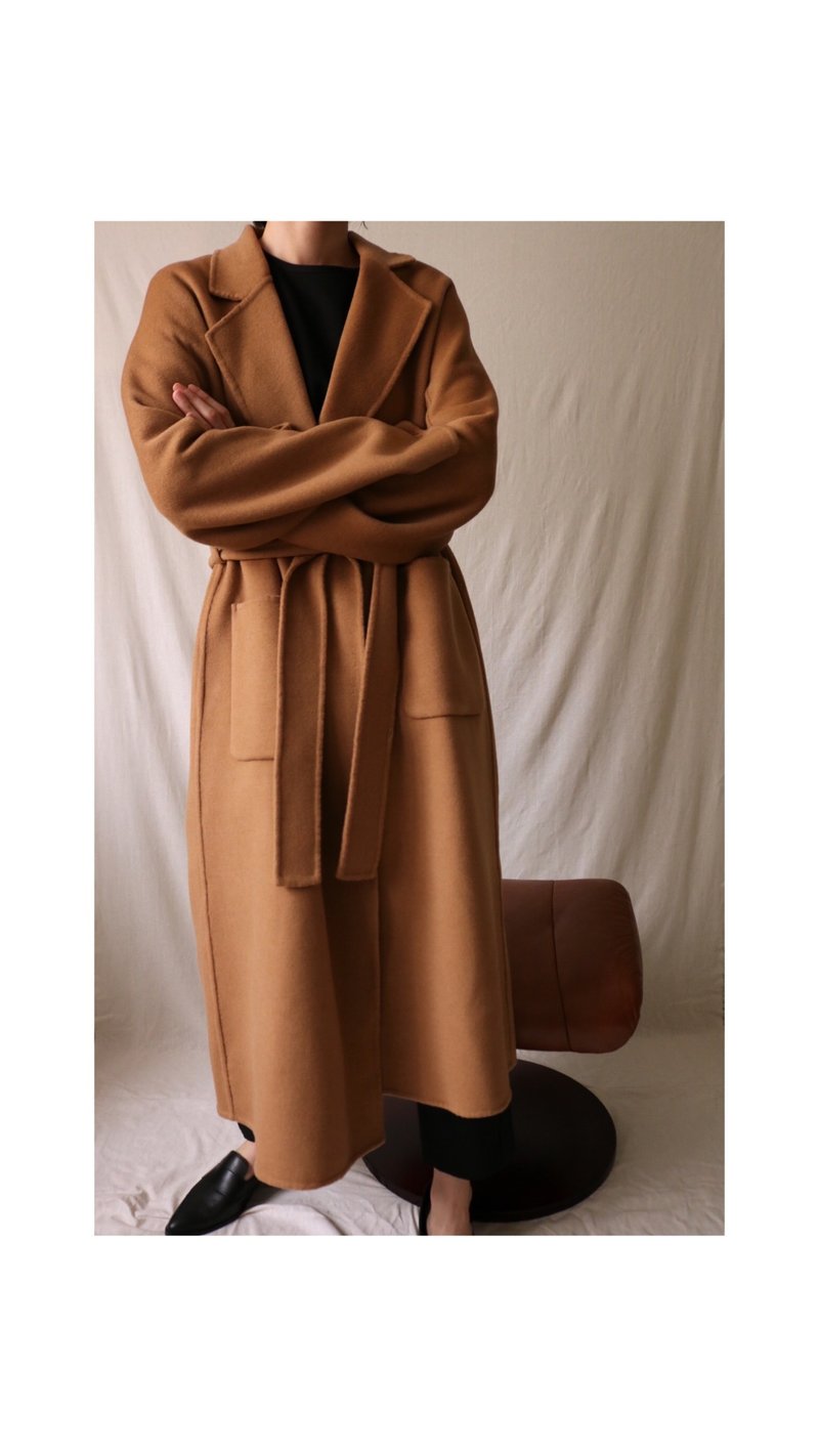 Ren Coat 手縫喀什米爾羊毛大衣 肉桂駝 - 女大衣/外套 - 羊毛 