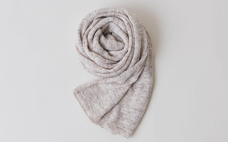 Linen knit stole light Brown - Scarves - Cotton & Hemp Khaki