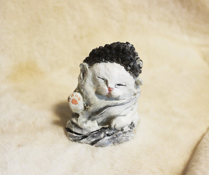 / Spoof kuso / Sakyamuni cat / raised his hand asleep - doll - Items for Display - Plastic Silver