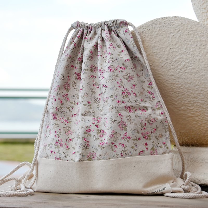 Silverbreeze~ Bundle Back Backpack ~ (B129) - Drawstring Bags - Cotton & Hemp Pink