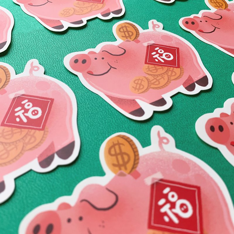 Pig Gongliufu / Sticker - สติกเกอร์ - กระดาษ สีแดง
