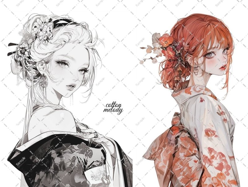 original sticker no.5837 人物ステッカー オリジナルステッカー 人物ステッカー 女の子ステッカー オリジナル人物ステッカー - 貼紙 - 紙 