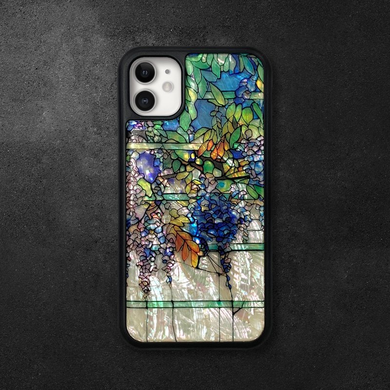 Natural shell iPhone 16 impact resistant protective case stained glass style customizable name 014 - Phone Cases - Shell Multicolor