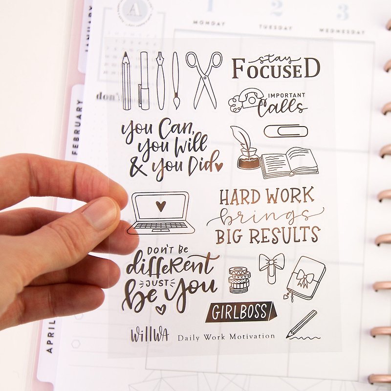 Gold Foiled Motivationaly Quotes and Planner Stickers - Handlettered Stickers - สติกเกอร์ - พลาสติก สีทอง
