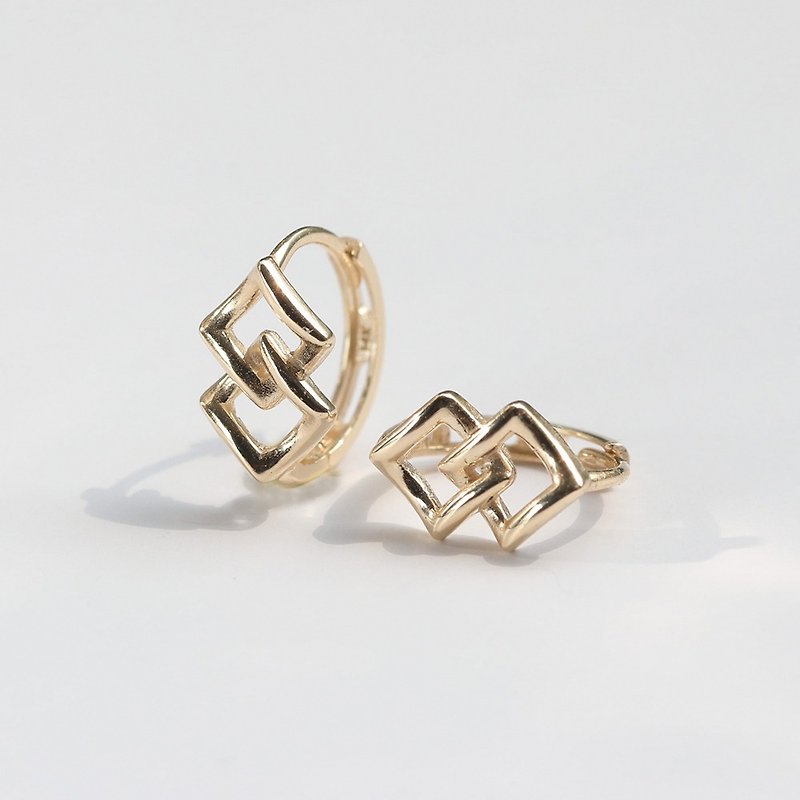 14K double diamond earrings - Earrings & Clip-ons - Precious Metals Gold