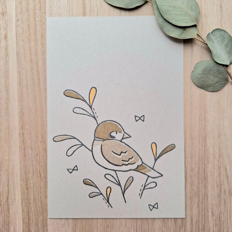 ポストカード スズメ - 卡片/明信片 - 紙 