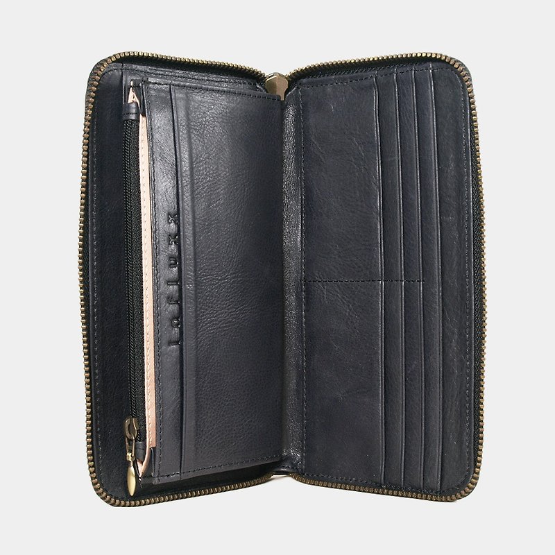 Influxx UN1 Everyday Leather Wallet – Blue Black - กระเป๋าสตางค์ - หนังแท้ สีน้ำเงิน