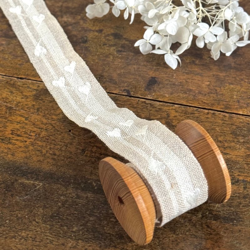 50571-優雅法國古董實木線軸含古董蕾絲(長100x寬3.2cm) - 編織/刺繡/羊毛氈/縫紉 - 棉．麻 