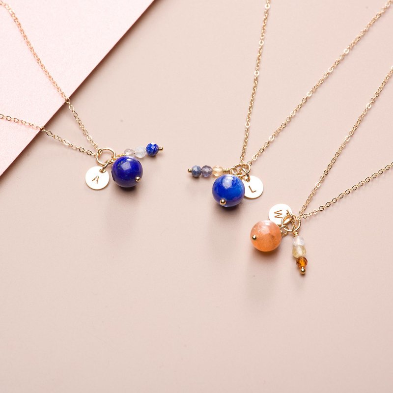 Birthstone Initial Necklace, 14K Gold Filled Personalised Jewelry, Gift to her