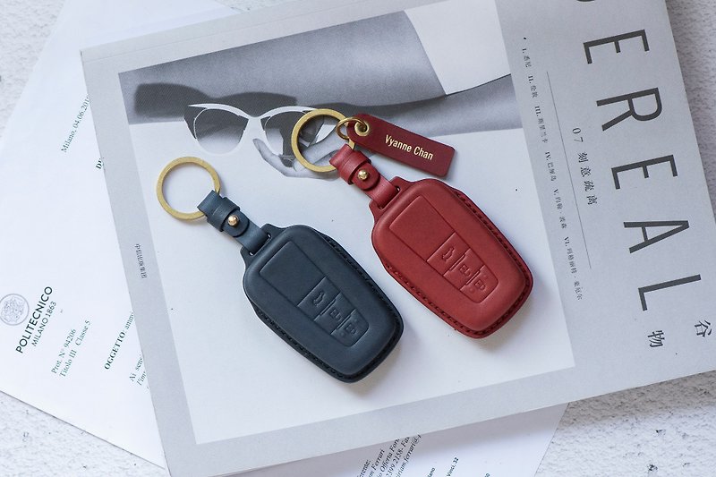 TOYOTA vegetable tanned leather bronzing key cover/RAV4/YARIS/Camry/Altis - Keychains - Genuine Leather 