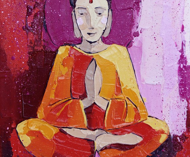 仏絵画瞑想オリジナルアートインドのアートワーク仏教ウォールアート禅