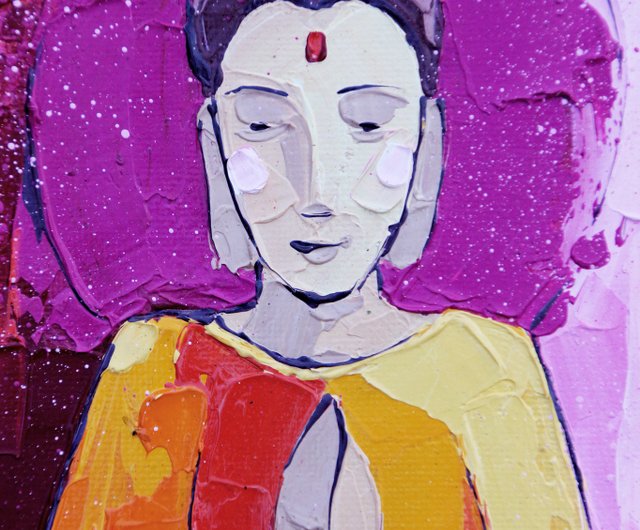 仏絵画瞑想オリジナルアートインドのアートワーク仏教ウォールアート禅