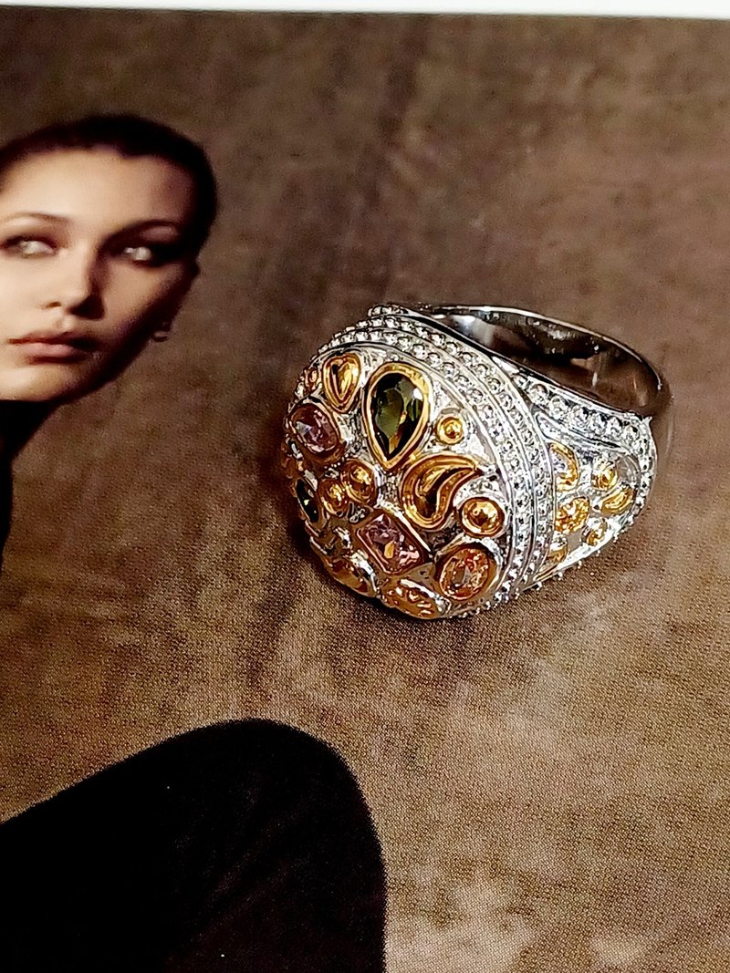 vintage jewelry 華麗阿拉伯風萊茵戒指 - 戒指 - 其他金屬 
