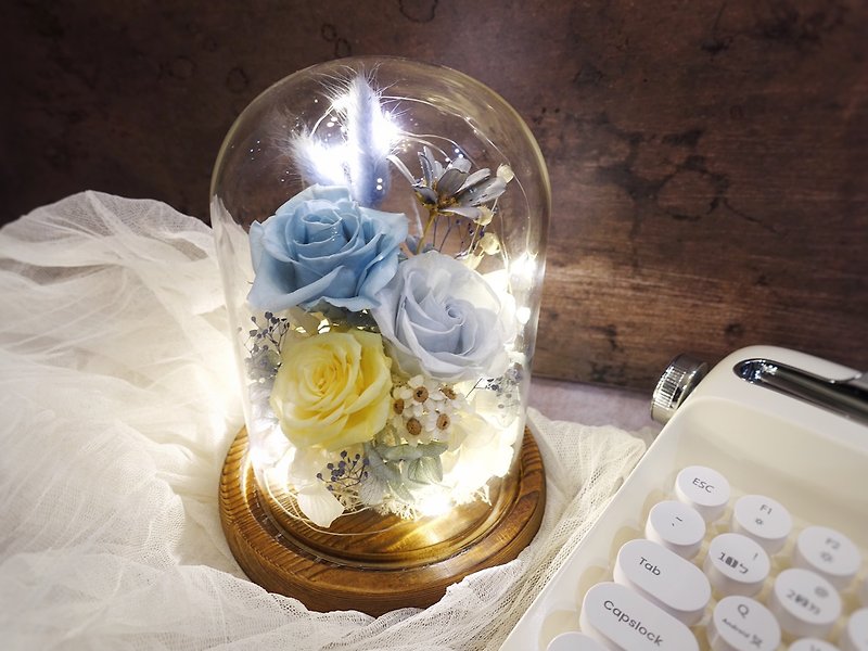 Preserved flower glass lampshade ocean - ช่อดอกไม้แห้ง - พืช/ดอกไม้ สีน้ำเงิน