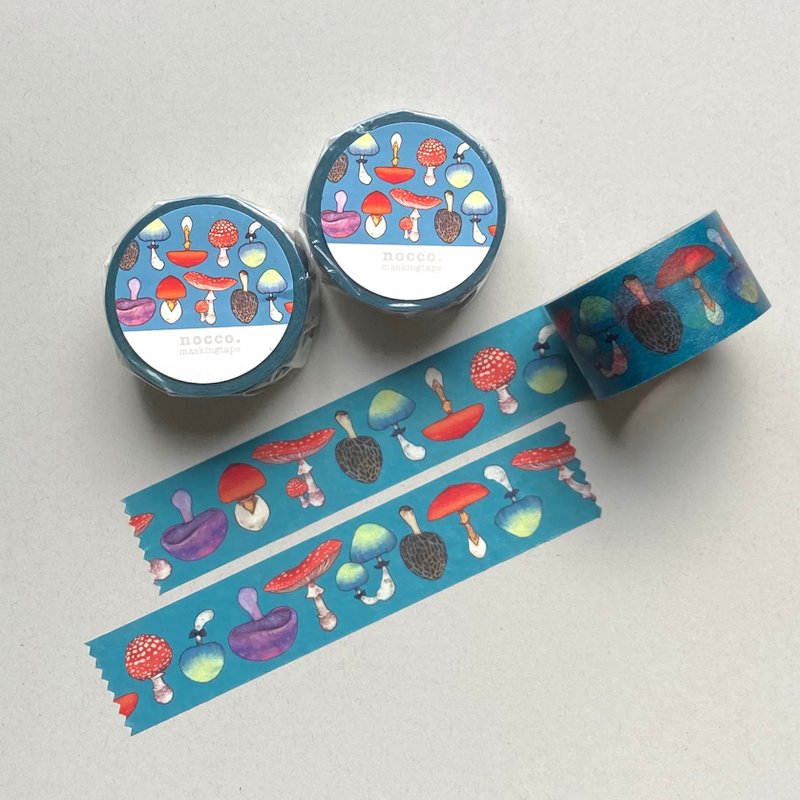 Mushroom masking tape 24mm / original masking tape / Maste, Miko 胶 带, Stationery, Stationery, Stationery, Paper stuff, Paper glue, 贴 纸 - มาสกิ้งเทป - กระดาษ สีน้ำเงิน