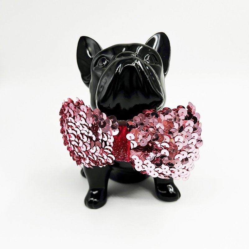 Dog and cat bow ties  Sequin Pink - ชุดสัตว์เลี้ยง - เส้นใยสังเคราะห์ 