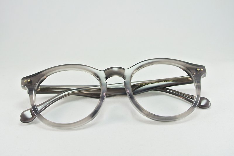 All-match round frame Italian plate glasses frame - Glasses & Frames - Other Materials Gray