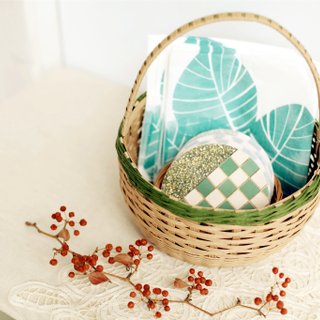 [As] a good day hand basket hand-woven basket bun (green)