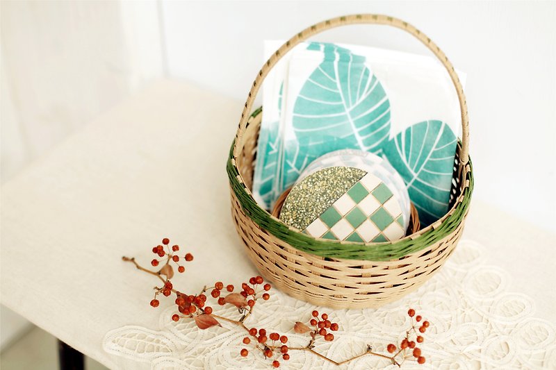 [As] a good day hand basket hand-woven basket bun (green) - Storage - Paper Green