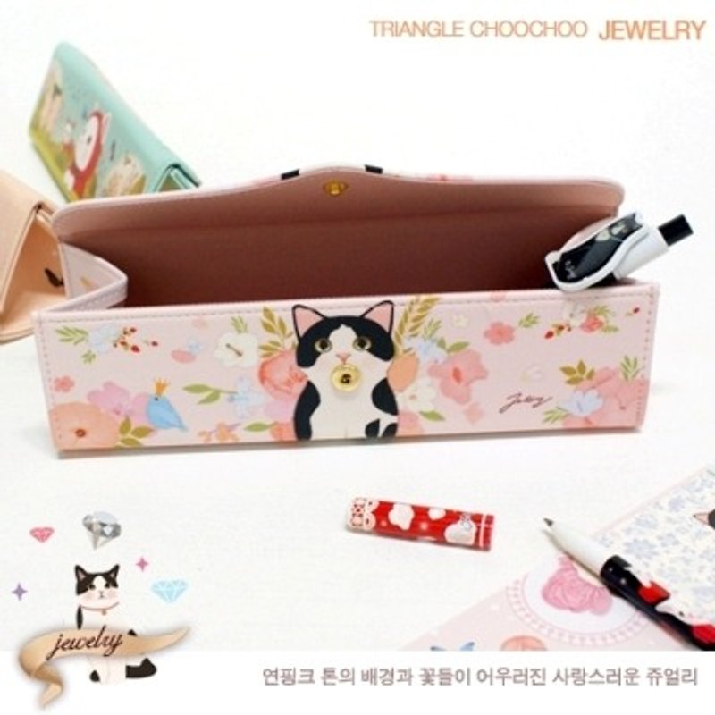 Jetoy,choo choo甜蜜貓金三角亮眼筆盒_Jewelry (J1410801) - 筆盒/筆袋 - 其他材質 粉紅色