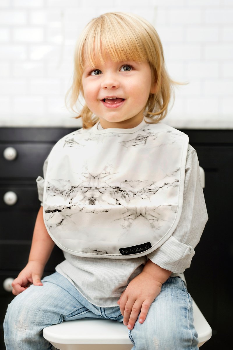 Elodie Details Baby Bib - Marble - ผ้ากันเปื้อน - วัสดุกันนำ้ ขาว