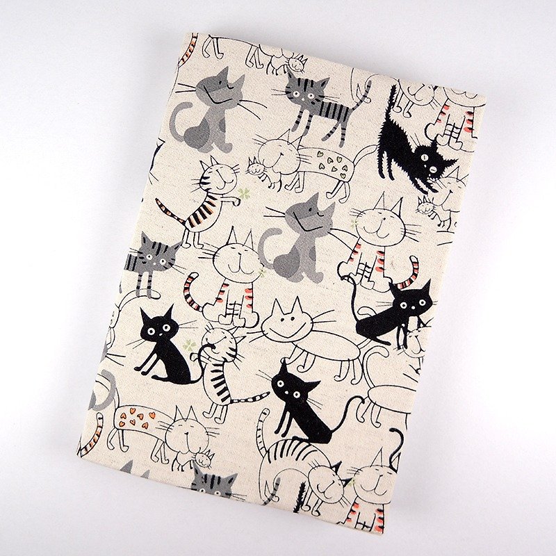 Mom cloth book slipcase cloth coat Guide - lines cat - สมุดบันทึก/สมุดปฏิทิน - กระดาษ สีเทา