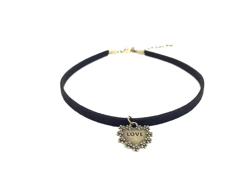 Bronze Love Necklace - Necklaces - Genuine Leather Black