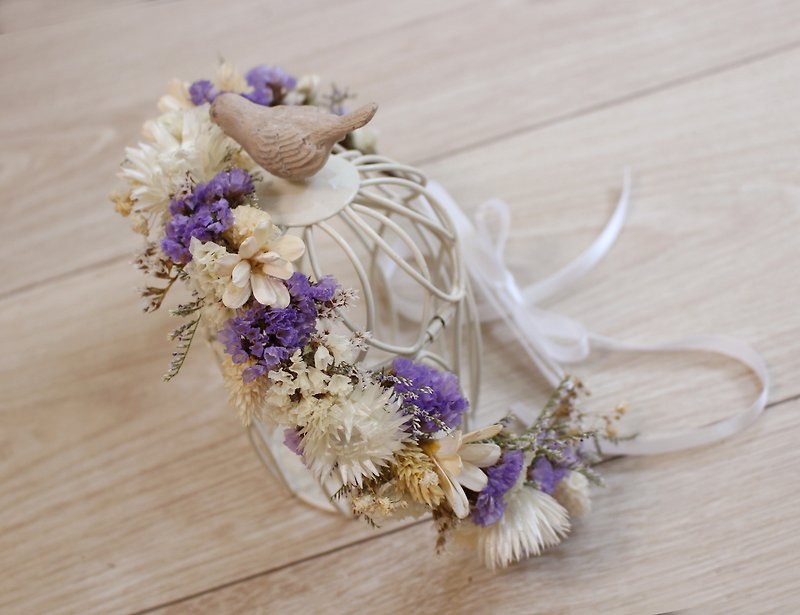 Flover Fulla design Sonata purple dried first lap Corolla Corolla bridal wreath wreath of dried flowers - Plants - Other Materials 