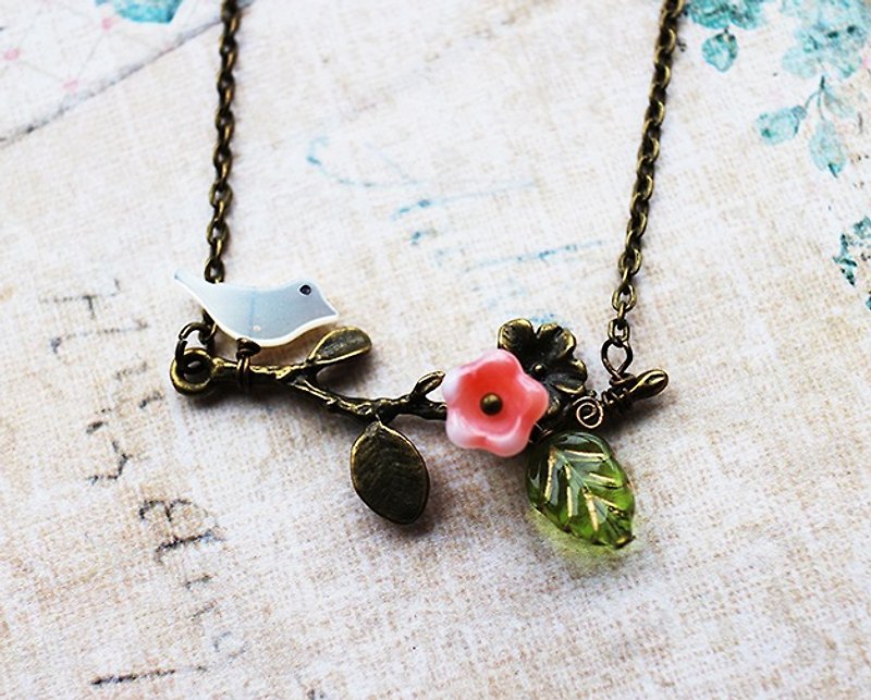 Spring is in the air...Branch Bird Necklace - Necklaces - Other Metals Khaki
