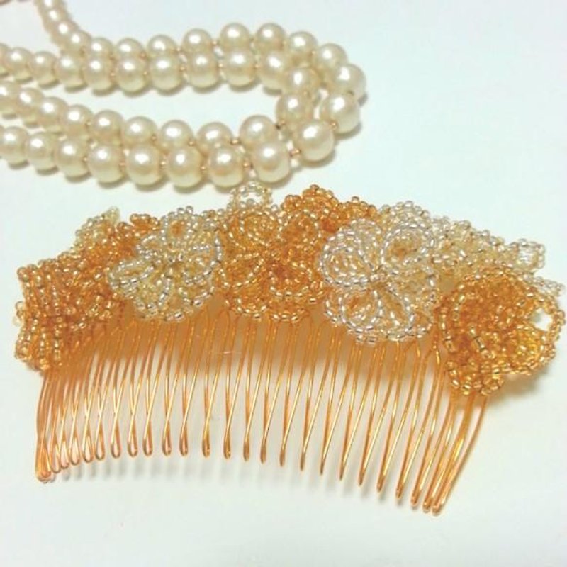 Flower bead comb - Hair Accessories - Other Materials Gold