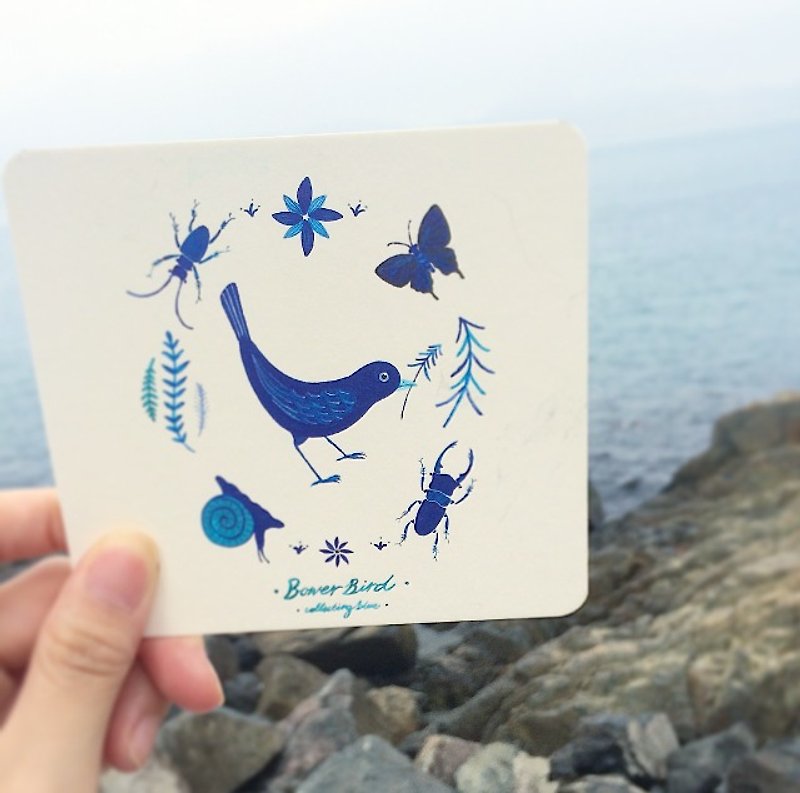 Gardener Bird Postcard (thick version) - การ์ด/โปสการ์ด - กระดาษ สีน้ำเงิน