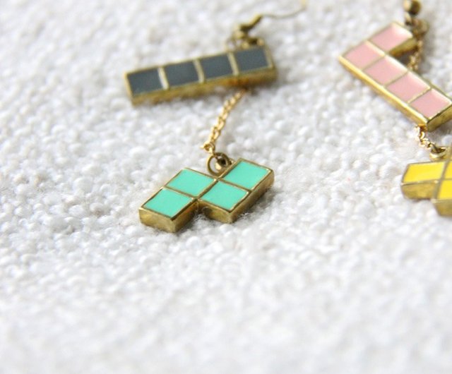 Tetris Earrings - Handmade Jewelry - September Room - Shop september room  Earrings & Clip-ons - Pinkoi