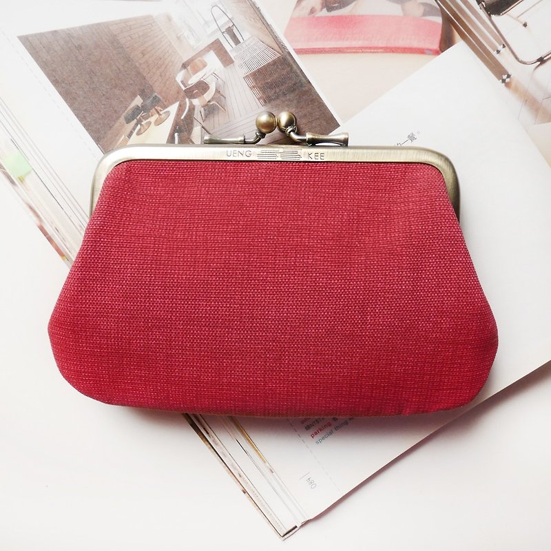 Mother said it was brick red mouth gold buns package / coin purse 【Made in Taiwan】 - Coin Purses - Other Metals Red