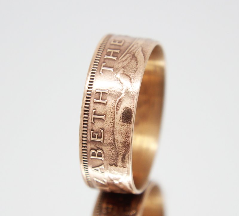 Rhodesia and Nyasaland Coin Ring 1 penny 1963 coin rings for men coin rings gift - 戒指 - 其他金屬 