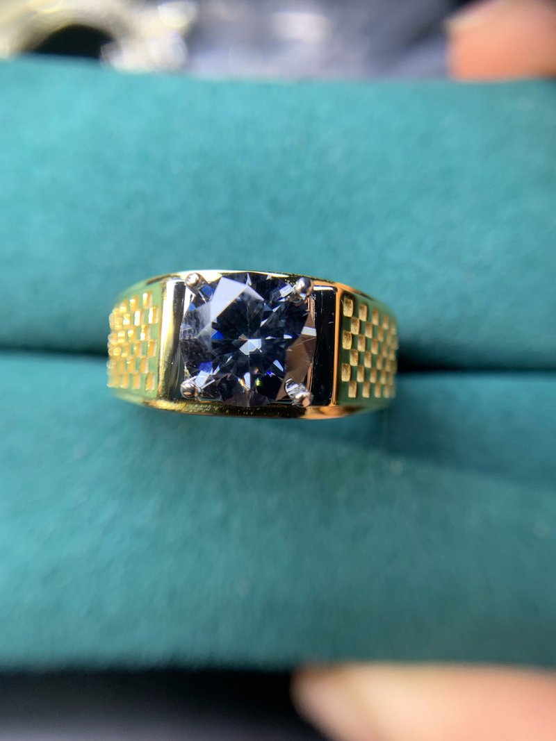 Men Moissanite Ring, 2 CT Gray Moissanite Ring, 2 Ct Grey Moissanite Men Ring - 戒指 - 純銀 灰色