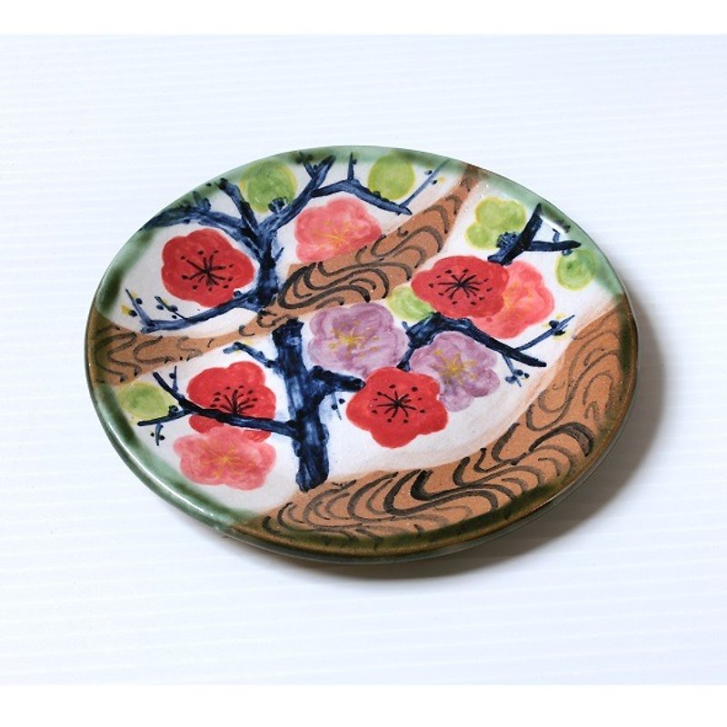 梅花の色絵皿 - 小皿 - その他の素材 多色