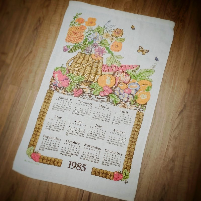 1985初期のアメリカのキャンバスカレンダー - ウォールデコ・壁紙 - コットン・麻 多色