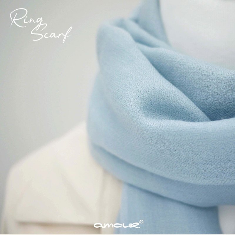 Cashmere Ring scarf - ผ้าพันคอถัก - ขนแกะ สีเทา