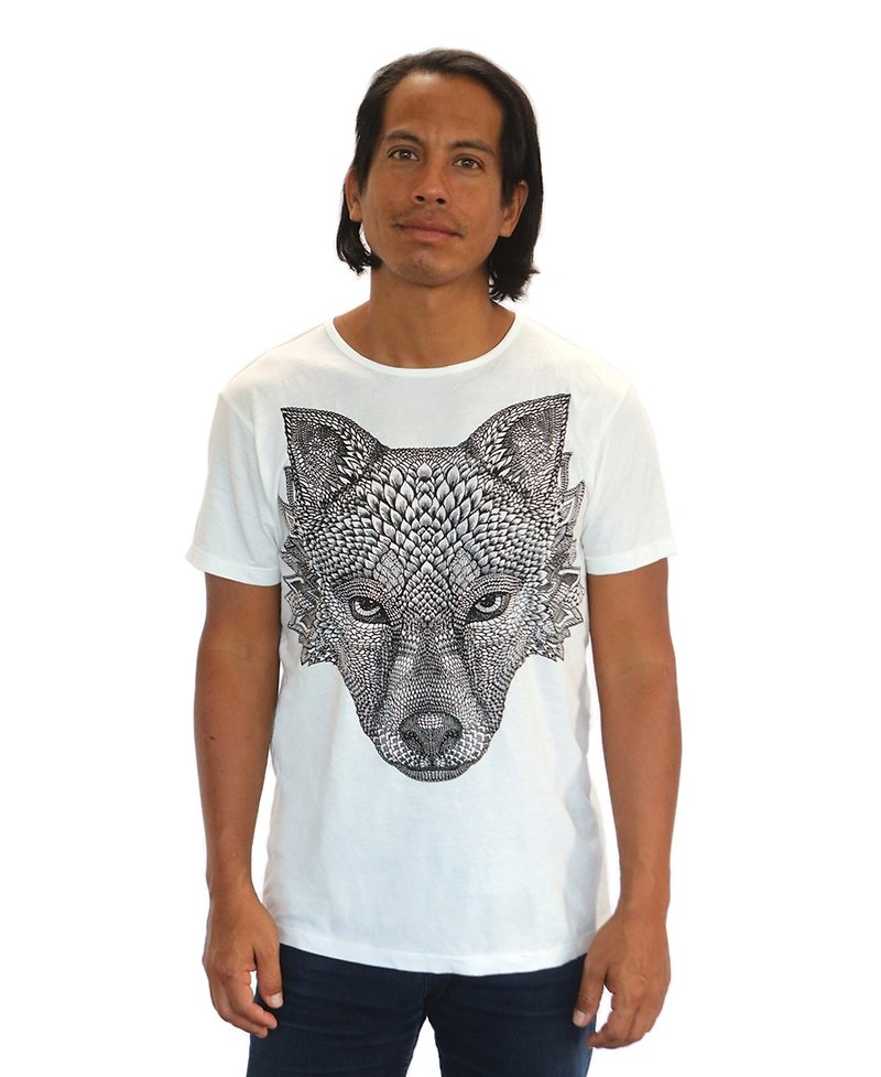 Mens White Wolf Tee - Men's Shirts - Cotton & Hemp 